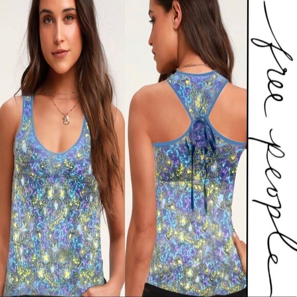 Free People Paisley Tie Racerback Tank - Picture 1 of 8